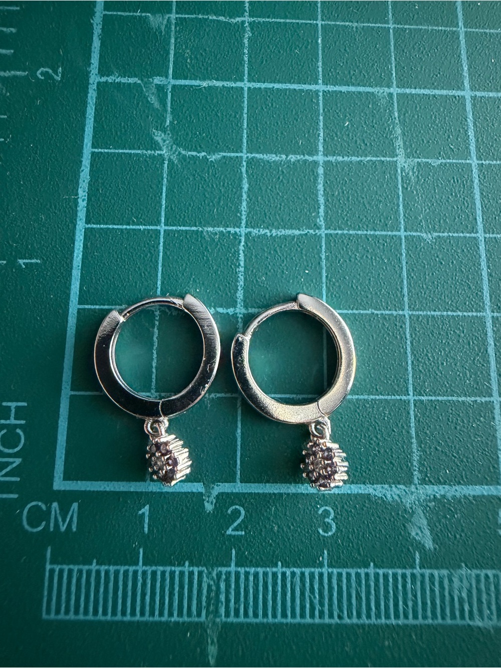 925 Silver Hoop Drop Earrings with Textured Charm